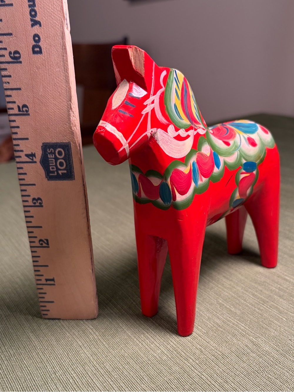 Nils Olsson Dala Horse Orange Red 6 inch tall w original tag- CHIP ON EAR
